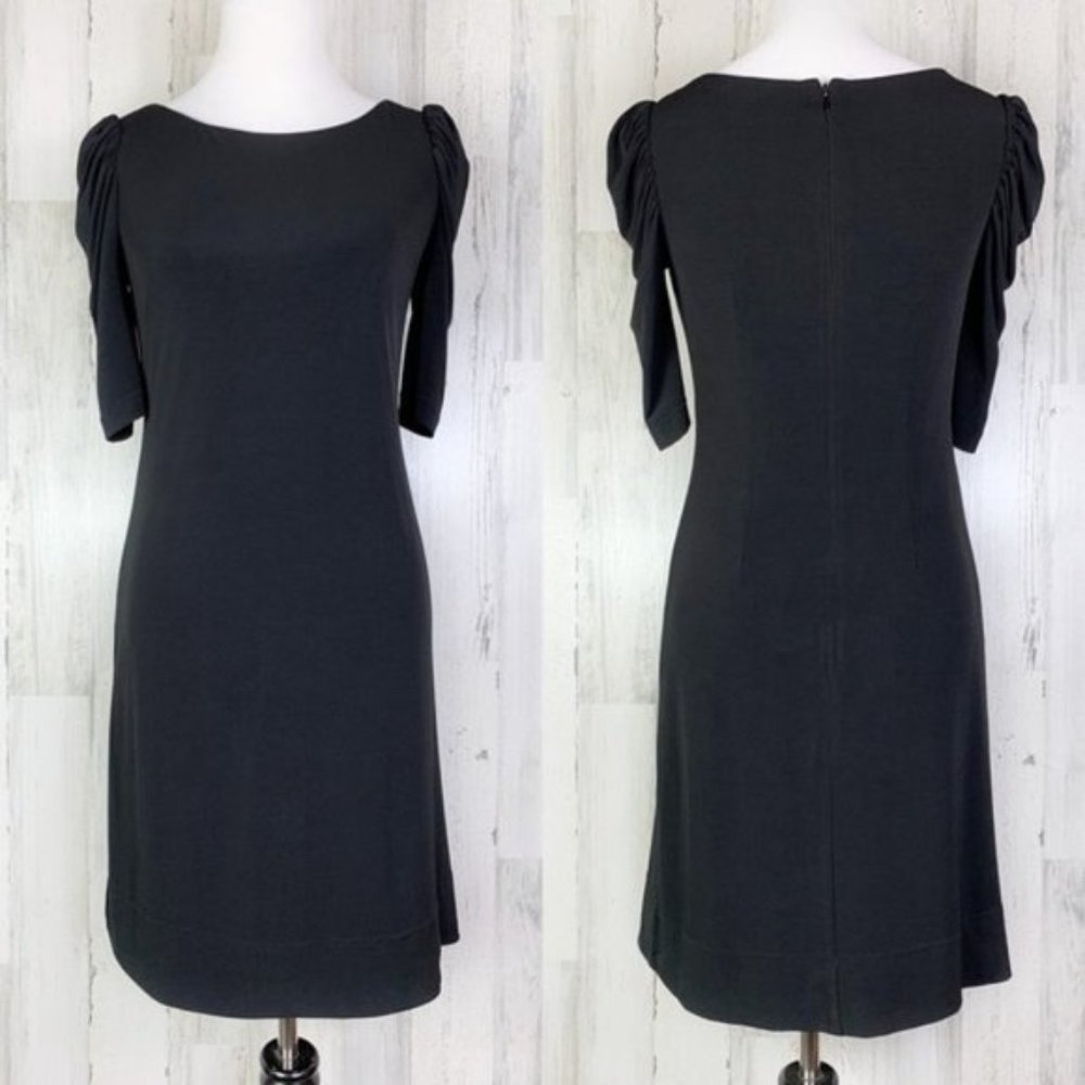Eliza J Black Gathered Half Sleeve Dress